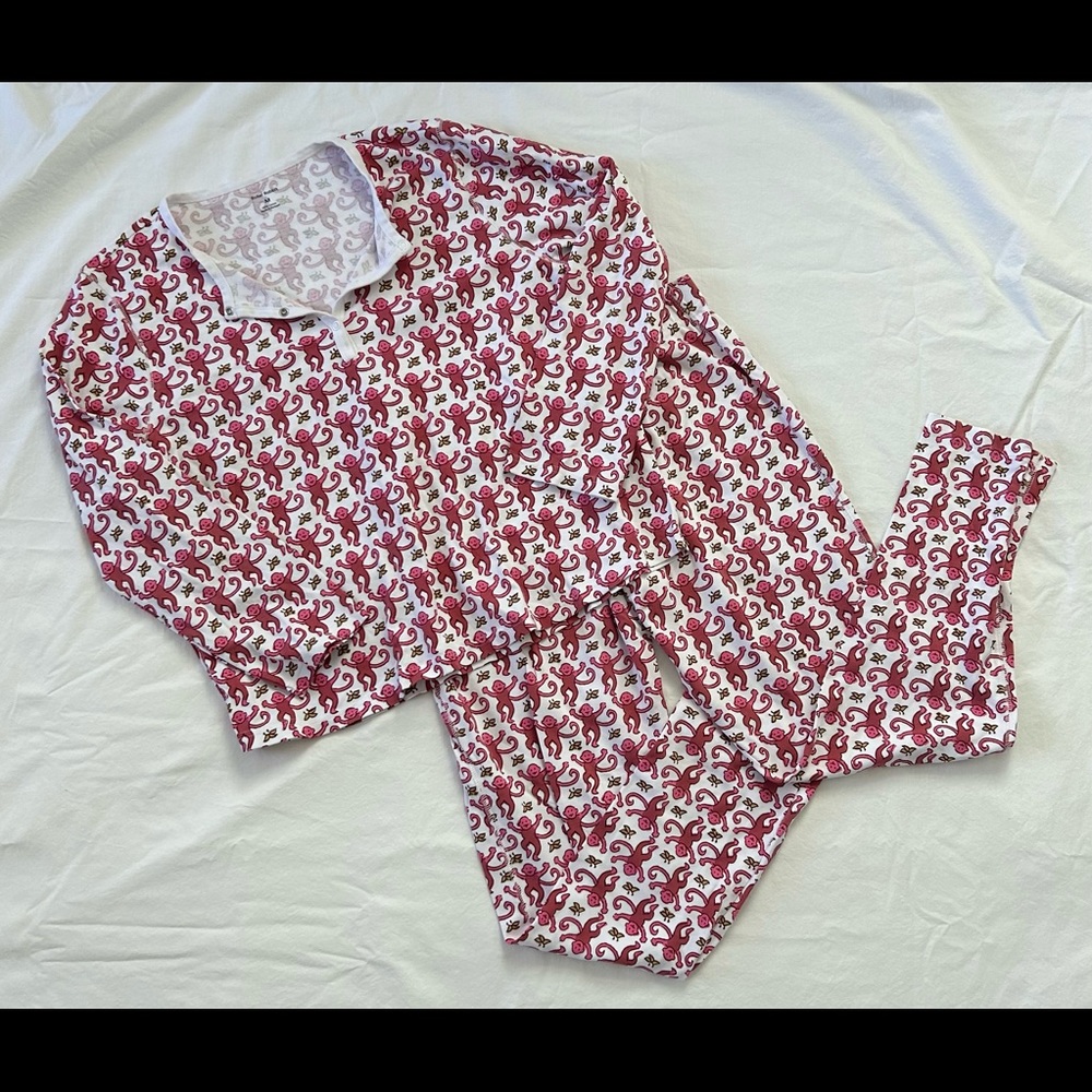 Roller rabbit pink monkey pajamas size M